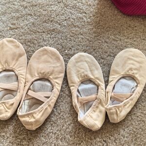 Beige Ballet Flats with Elastic Straps